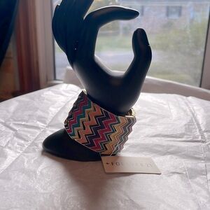 Forever 21 Chevron Multi-Colored Cuff Bracelet, stretchable metal w/Enamel Color